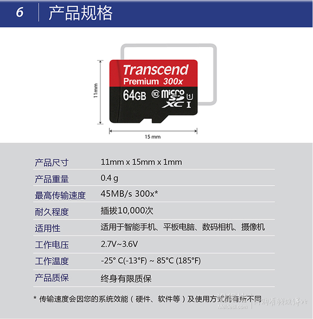 有需可入！Transcend 創(chuàng)見(jiàn) 32G MicroSD（TF）存儲(chǔ)卡（UHS-I、300X） 45.9元