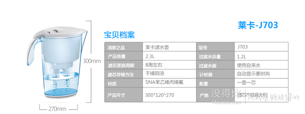 LAICA 萊卡 J703 雙導(dǎo)流 濾水壺 2.3L 一壺1芯
