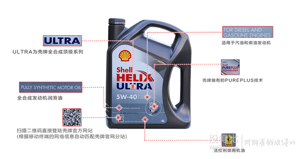 Shell 殼牌 超凡喜力 Helix Ultra 5W-40 全合成機(jī)油 SN 4L  259元包郵