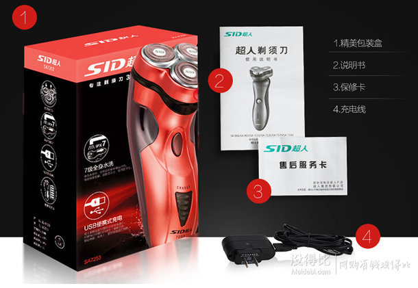 贈(zèng)吹風(fēng)：SID 超人 SA7251 電動(dòng)剃須刀 68元 