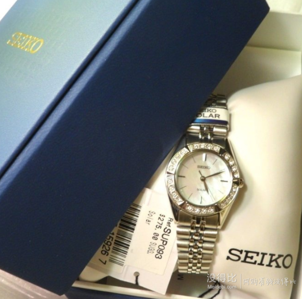 Seiko精工 SUP094 女士光动能珍珠母贝水晶手表