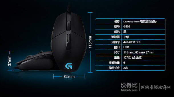 12點(diǎn)移動(dòng)端：Logitech 羅技   G302 電競(jìng)游戲鼠標(biāo) 189元包郵