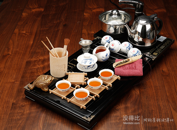 束氏 青花瓷鷺棲戲水10頭整套茶具 003403  199元（399-200）