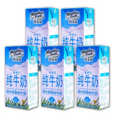 6.66元/L！新西蘭原裝進(jìn)口 Meadow fresh紐麥福 部分脫脂牛奶1L*12盒   79.9元包郵