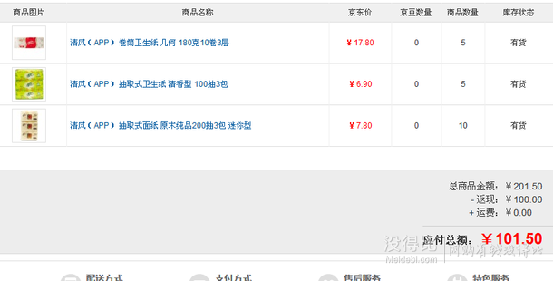 手慢無(wú)：清風(fēng) 卷筒衛(wèi)生紙 180克10卷3層*5提 + 200抽3包*10提 + 100抽3包*5提  101.5元包郵（201.5-100）