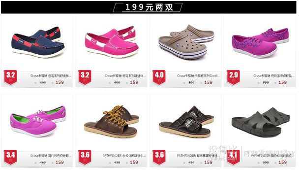 瘋狂拼單季 ：Cross 卡駱馳 等品牌 99/199/299元兩雙