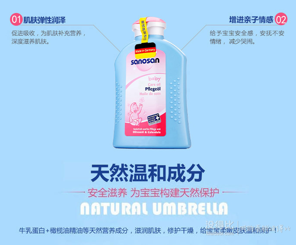 sanosan 哈羅閃 嬰兒柔潤(rùn)護(hù)膚油 200ml+贈(zèng)品 59元（109x2-100）