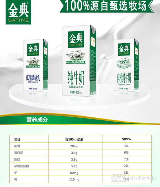 單品5折！伊利 金典純牛奶250ml*12盒 36元