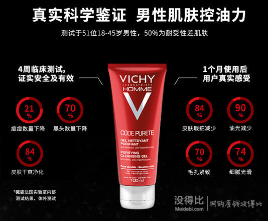 手機(jī)端半價！VICHY薇姿 男士 凈顏控油潔面啫喱 100ml 69元