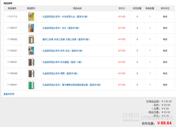 京東圖書套裝低至1折  還可滿99-30 加100-30券 7套叢書只要78.6元