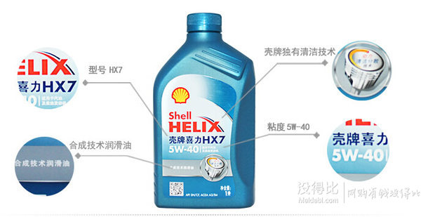 Shell 殼牌  藍(lán)喜力Helix HX7 5W-40 合成機(jī)油 SN 1L