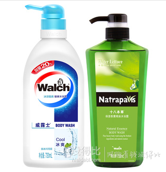 Walch 威露士 健康沐浴露冰涼酷爽 720ml + 十八本草保濕香薰精油沐浴露 蓮青550ml19.9包郵