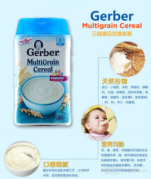 囤貨價(jià)！Gerber 嘉寶 嬰兒米粉米糊 3段 227g   28元包郵（3罐包郵）
