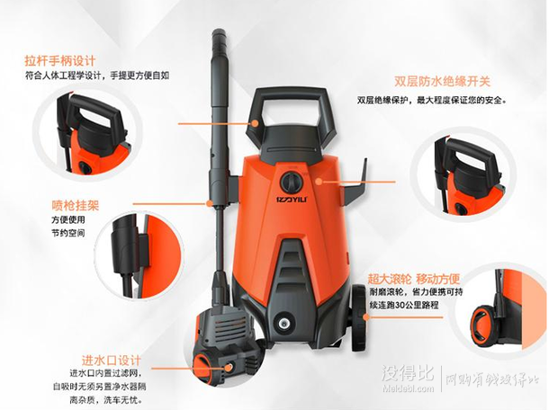 億力 4670c自吸式高壓水槍 家用洗車機(jī) 299元包郵