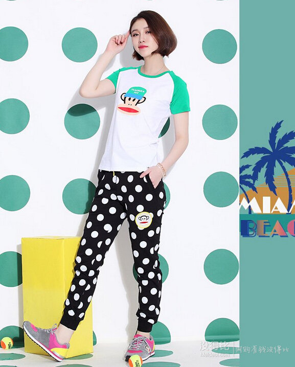 Paul Frank 大嘴猴 女式 運(yùn)動(dòng)T恤 PF5124F  99元包郵（395元，下單立減）