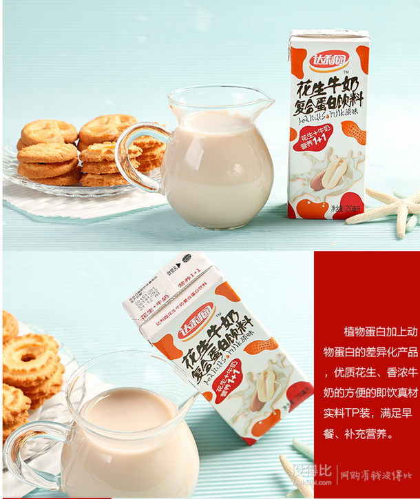 達(dá)利園 花生牛奶復(fù)合蛋白飲料250mlx24盒 25.9元