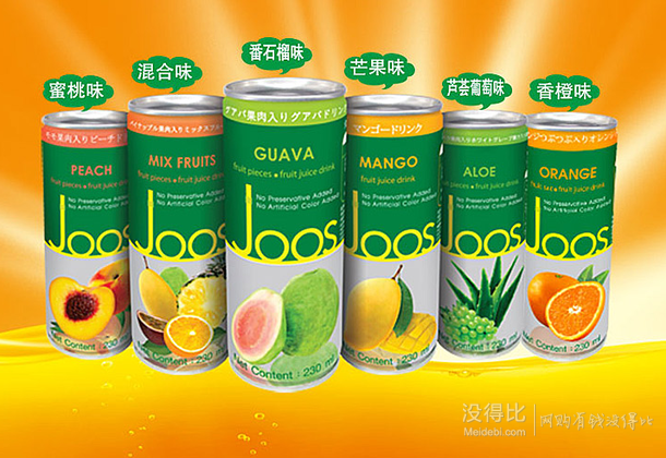 泰國進口：joos杰事  蜜桃果汁230mlx24罐*2箱折73元/箱（307299-100）