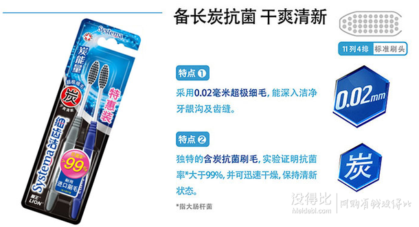 手機(jī)端：LION 獅王 細(xì)齒潔炭能量牙刷特惠裝