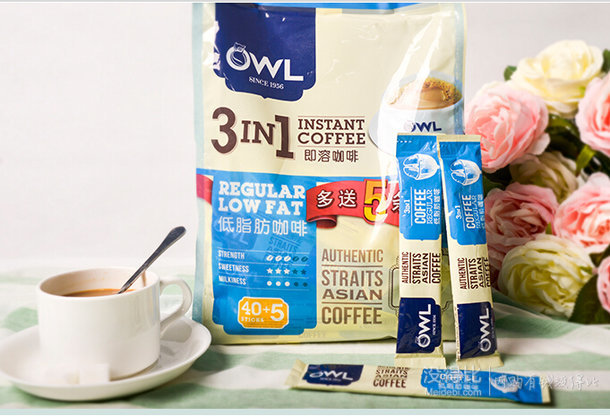 OWL 貓頭鷹 3合1低脂即溶咖啡 900g 約30元（55，220-100）