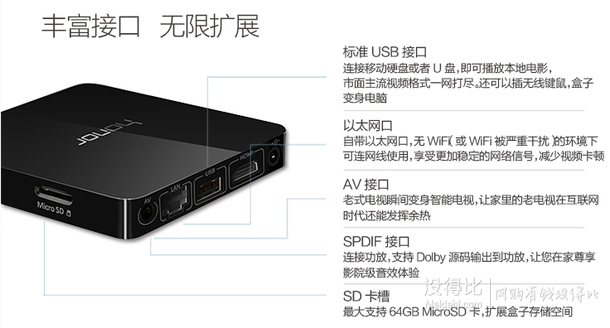 華為 榮耀盒子 超清HDMI套裝 297.9元包郵