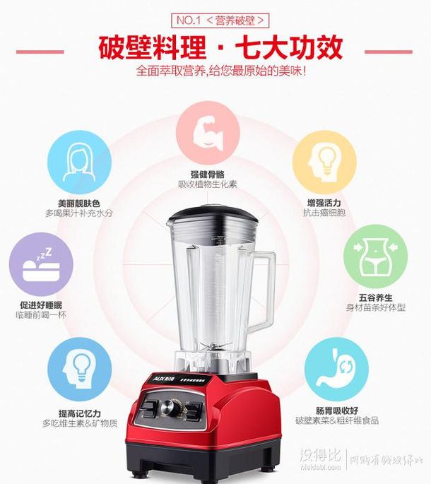 新低價！AUX 奧克斯 HX-PB1052 全食物多功能料理機(jī)+湊單品  253.9元包郵（299元，滿300-50）