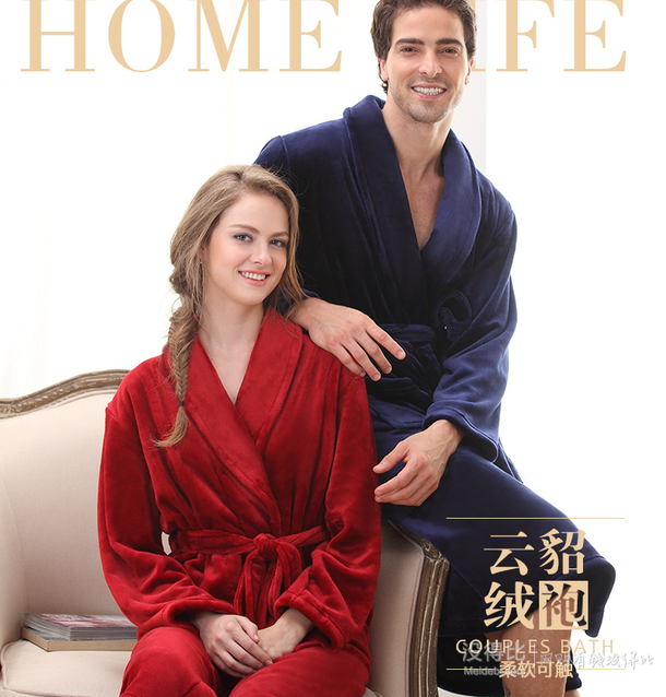 ROCK GRASS/巖石草   法蘭絨睡袍女冬加厚情侶浴衣27元包郵（69元，拍下改價(jià)）