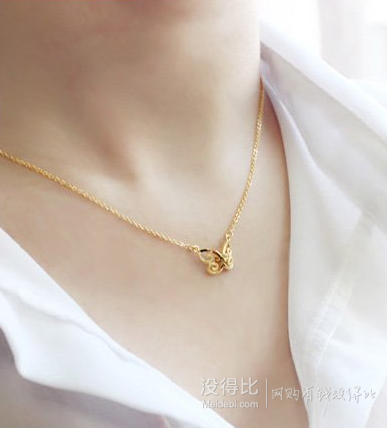 情人節(jié)禮物：潮宏基 心傾系-蝶夢(mèng) 足金墜鏈/鎖骨鏈 3.1克起     794元包郵（809-15）