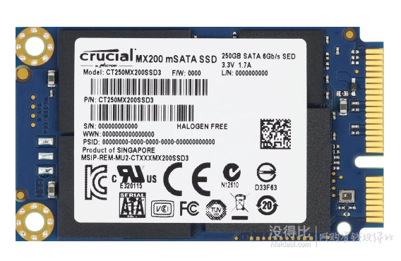 無需海淘！Crucial 英睿達(dá) MX200 CT250MX200SSD3 mSATA 250GB 固態(tài)硬盤  649元