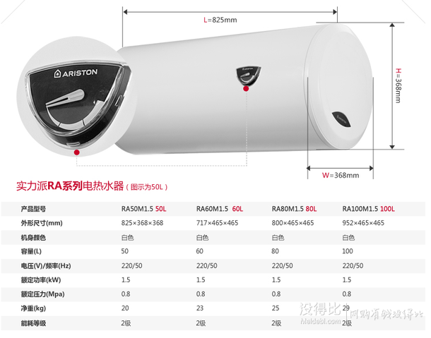 ARISTON 阿里斯頓 RA50M1.5 電熱水器 50升 799元