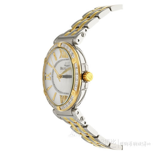Bulova 寶路華 珍珠母貝+鑲鉆+鍍金女士腕表98R167