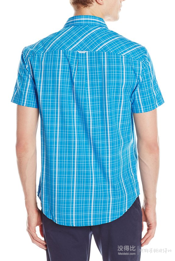 S碼： Original Penguin 企鵝牌 男士條紋短袖襯衫 藍(lán)色