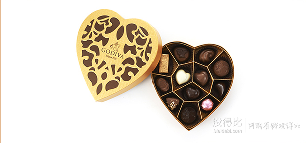 巧克力中的劳斯莱斯：Godiva 歌帝梵 金装精选巧克力心形礼盒 12颗 147g