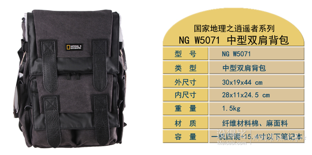 直降新低！National Geographic 國家地理  NG W5071 雙肩背包 限量版 899元