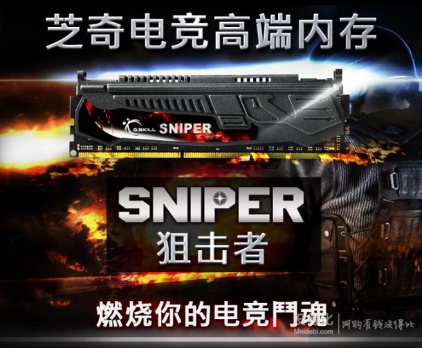 限地區(qū)：G.SKILL 芝奇 SNIPERF3-2400C11D-16GSR 16G DDR3臺(tái)式內(nèi)存（8G*2、2400）574元包郵（599-25）