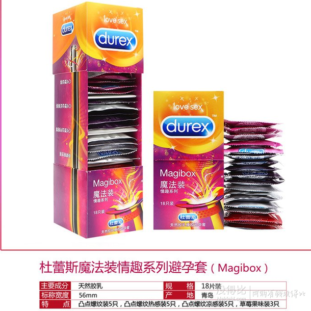 Durex  杜蕾斯避孕套魔法裝情趣系列18只裝   34.9元（49.9元，99-30）