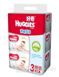 Huggies 好奇 清爽潔凈嬰兒濕巾80抽*3包