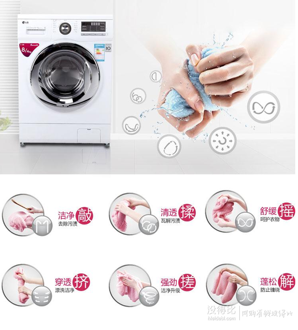 移動(dòng)端：LG WD-T12412DG 8公斤 變頻節(jié)能滾筒洗衣機(jī)   2278元包郵（2478元，每千減百）