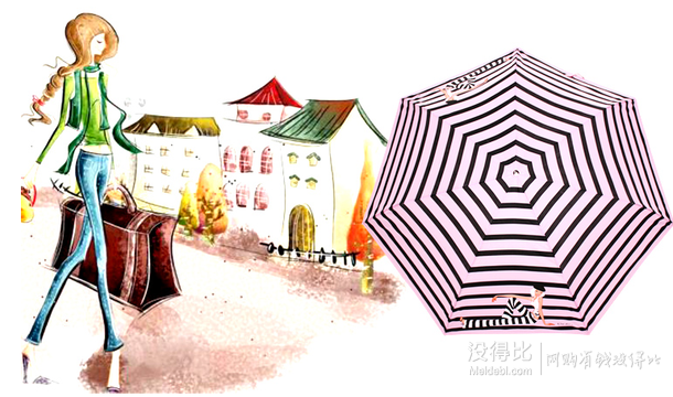 天堂傘 韓國Chicaloca高密碰擊布三折彎鉤柄晴雨傘 9.9元