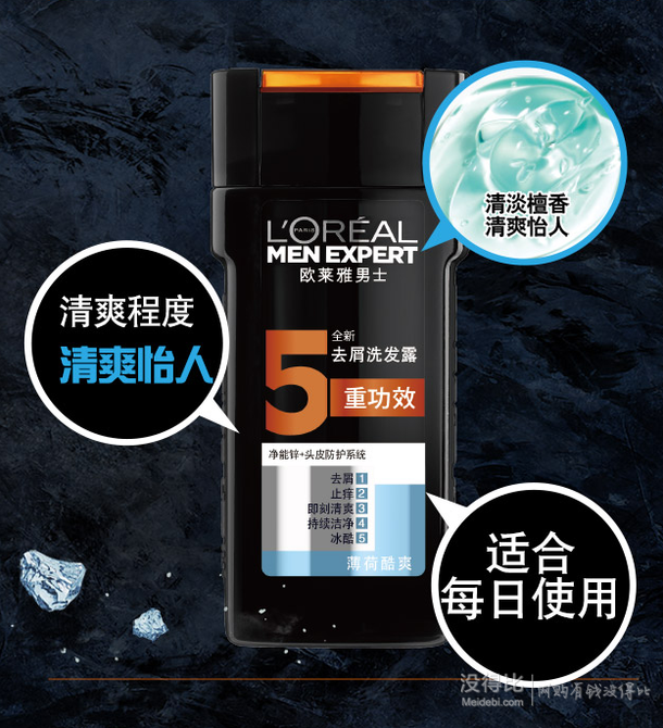 移動端！L'OREAL PARIS 巴黎歐萊雅 男士去屑洗發(fā)露(薄荷酷爽)400ml 17.8元(29， 2件7折再用券)