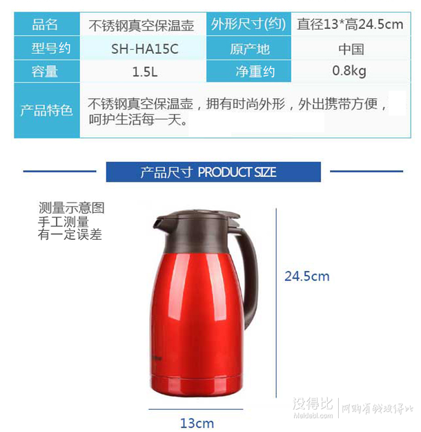 移動端好價！ZOJIRUSHI 象印 SH-HA15C 不銹鋼真空保溫壺 1500ml   199元包郵