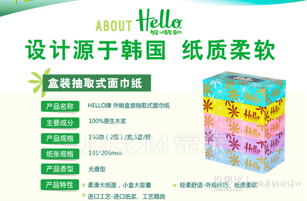  HELLO牌 抽取式面紙 2層150抽5盒裝