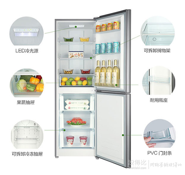 Haier 海爾BCD-248WDPM 248升 風(fēng)冷無霜 兩門冰箱     1999元包郵