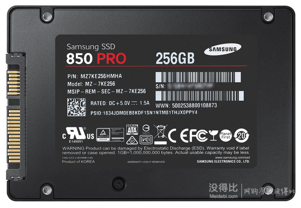 SAMSUNG 三星 850 PRO MZ-7KE256BW 2.5英寸 256GB SATA III 3-D Vertical 固態(tài)硬盤  919元