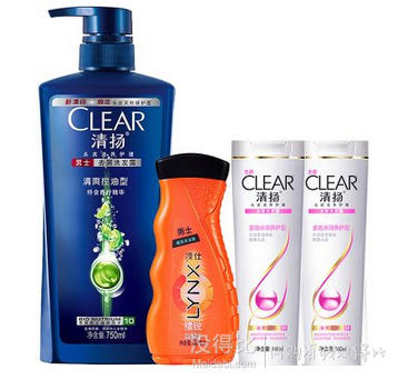 CLEAR清揚(yáng) 男士去屑洗發(fā)露750ml+沐浴露續(xù)銳100ml+清揚(yáng)去屑160ml*2   40.9元