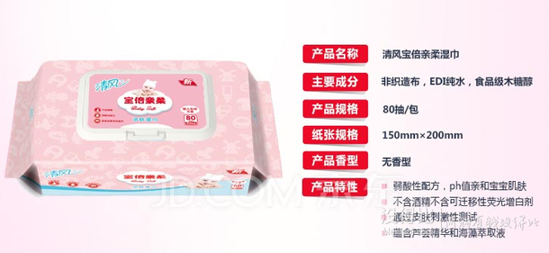 移動(dòng)端：清風(fēng) 寶倍親柔潔膚 濕紙巾 80片家庭裝 9元