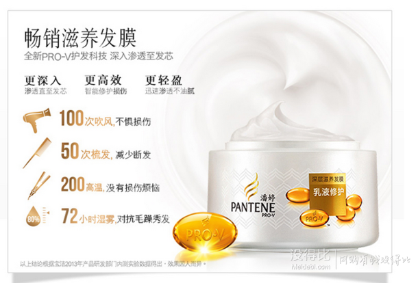 單品好價(jià)！PANTENE/潘婷 乳液修復(fù)深層滋養(yǎng)發(fā)膜270ml 19元
