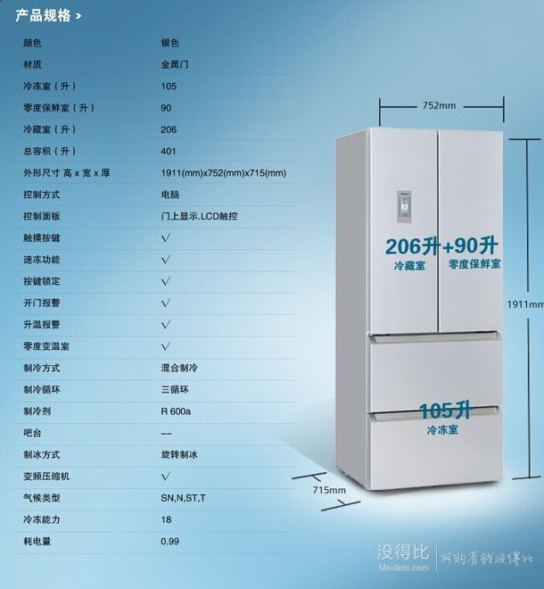 首破8000??！SIEMENS 西門子 KM40FA60TI 401升 多門冰箱 零度保鮮（銀色）  7689元包郵7689元（8689-1000）