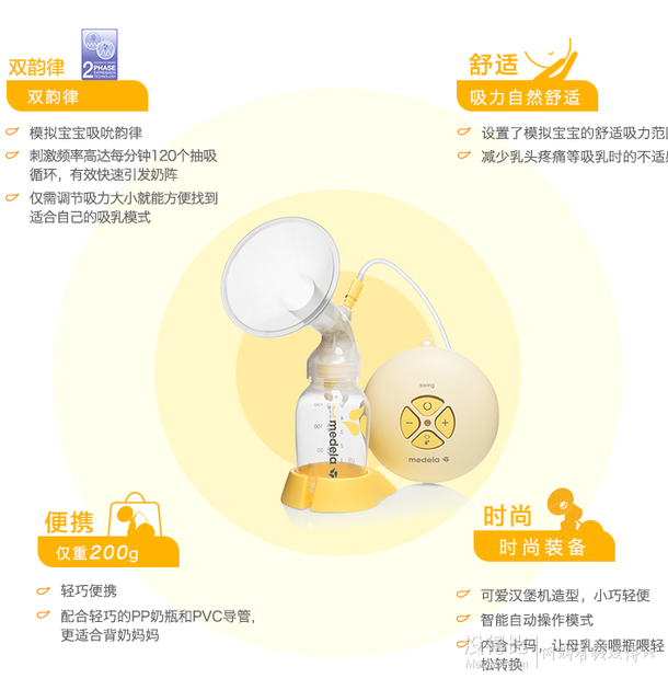 Medela 美德樂(lè) 單側(cè)電動(dòng) 絲韻Swing吸乳器    999元包郵