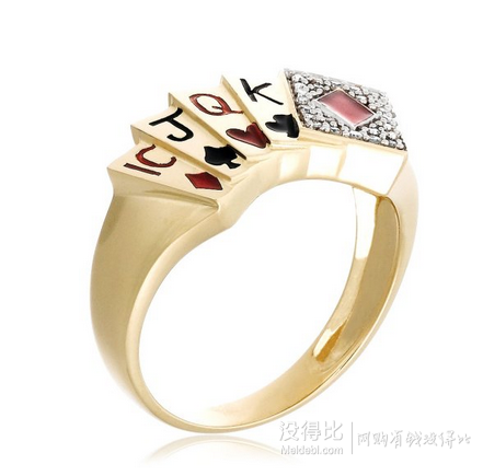 斗地主必備！10k金 碎鉆撲克造型男士戒指