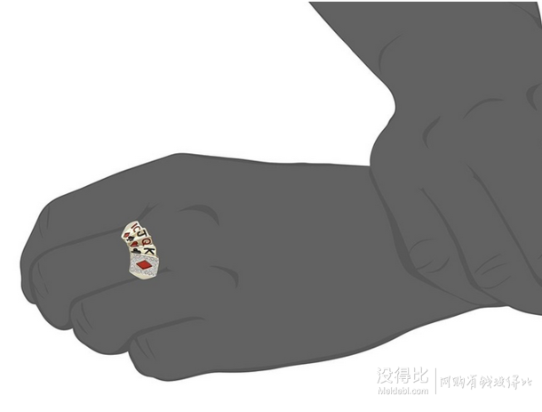 斗地主必備！10k金 碎鉆撲克造型男士戒指